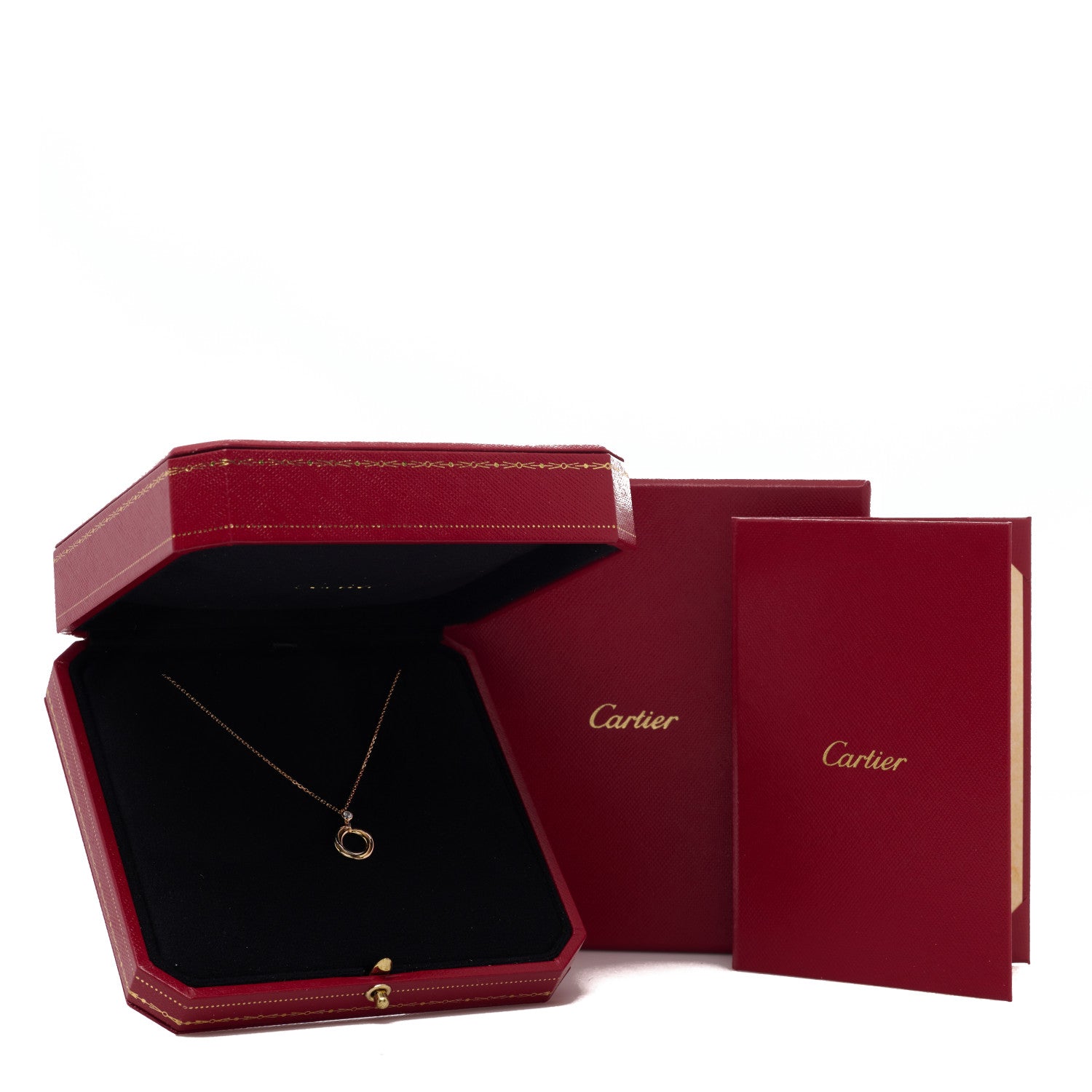 Cartier 18K Pink Yellow White Gold Diamond Trinity Pendant Necklace 4 of 4