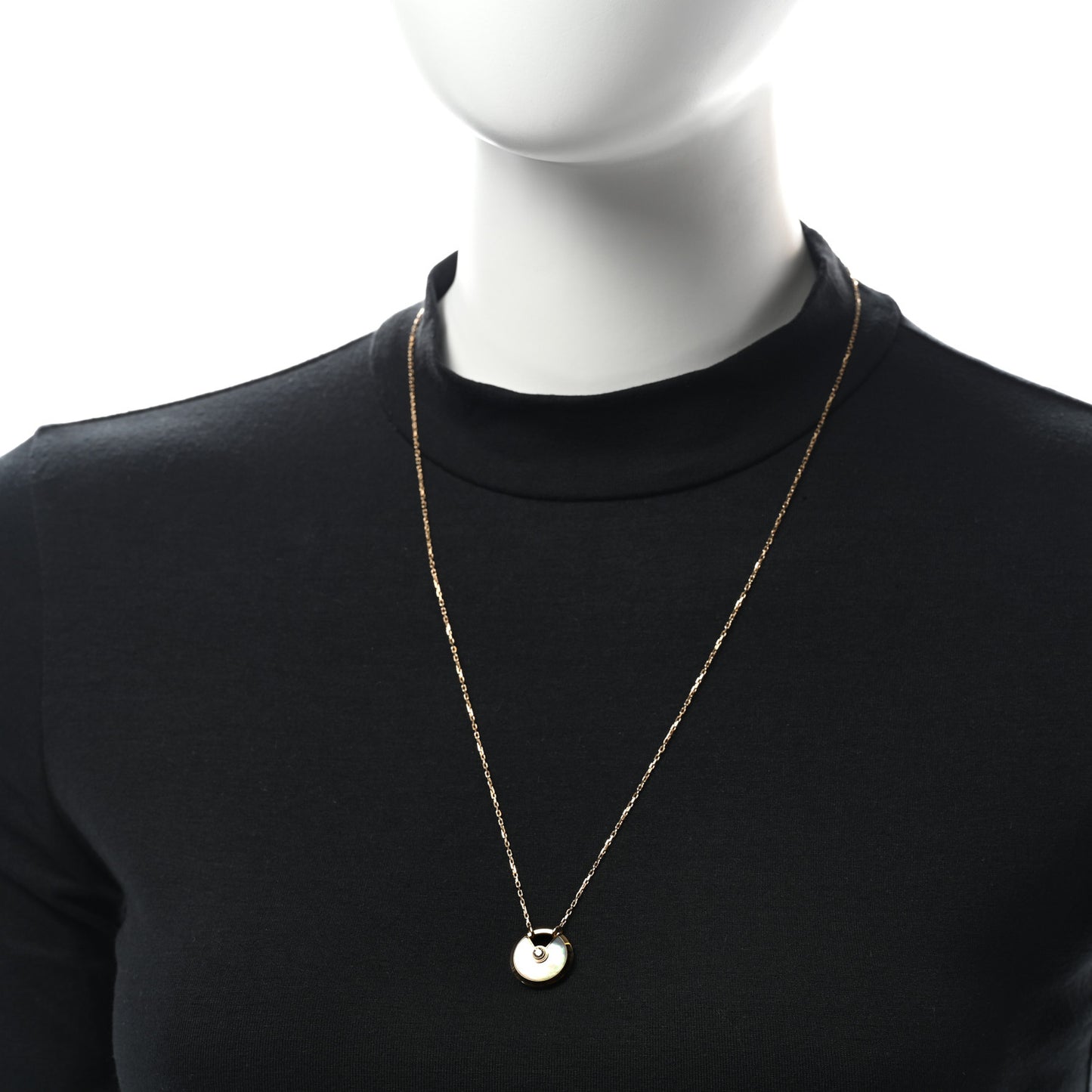18K Yellow Gold Diamond Mother of Pearl SM Amulette de Cartier Pendant Necklace