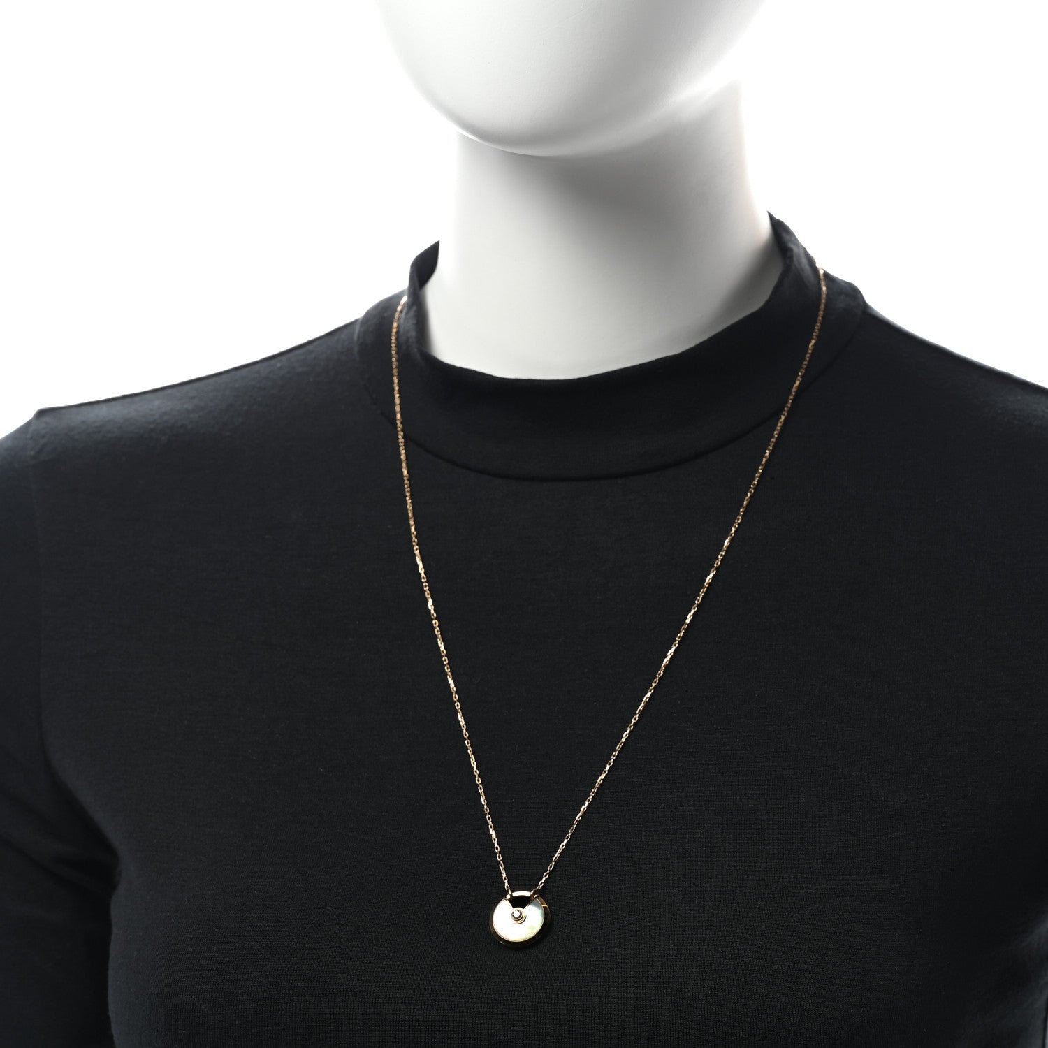Cartier 18K Yellow Gold Diamond Mother of Pearl SM Amulette de Cartier Pendant Necklace 2 of 5