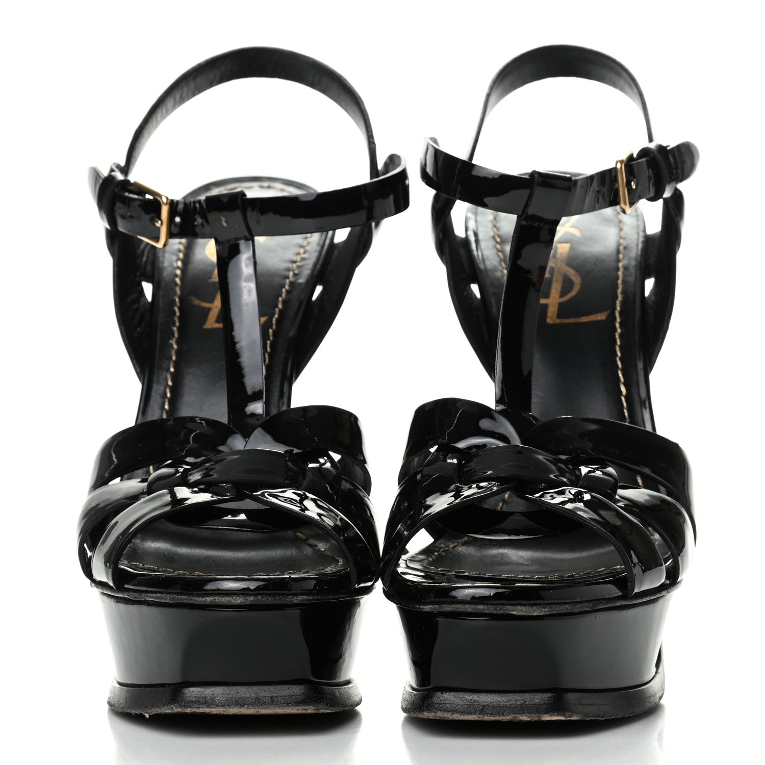 Saint Laurent Patent Tribute 105 Platform Sandals 35.5 Black 2 of 9