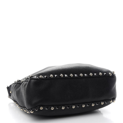 Valentino Garavani Pebbled Calfskin Butterfly Small Guitar Strap Rockstud Rolling Flip-Lock Messenger Bag Black 4 of 9