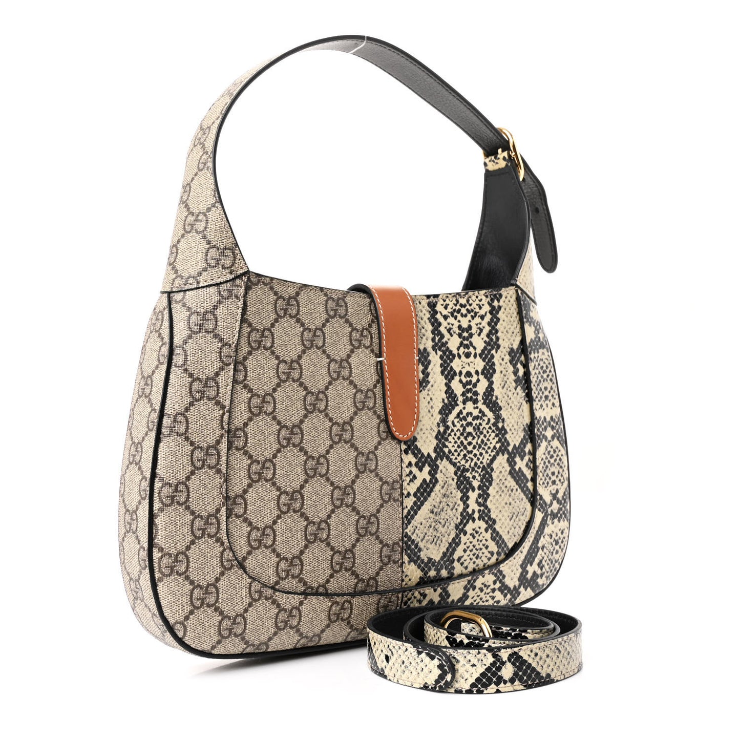 GG Supreme Monogram Snakeskin Small Jackie 1961 Hobo Beige Ebony
