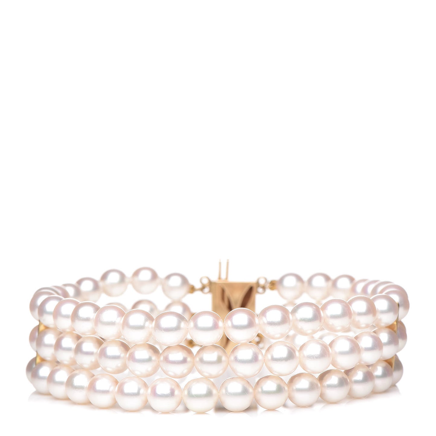 14K Yellow Gold Akoya Pearl Three-Row Bracelet