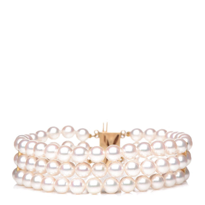 Mikimoto 14K Yellow Gold Akoya Pearl Three-Row Bracelet 1 of 5