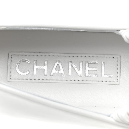 Chanel Lambskin Grosgrain Cap Toe CC Ballerina Flats With Leg Warmers 39.5 White 8 of 10