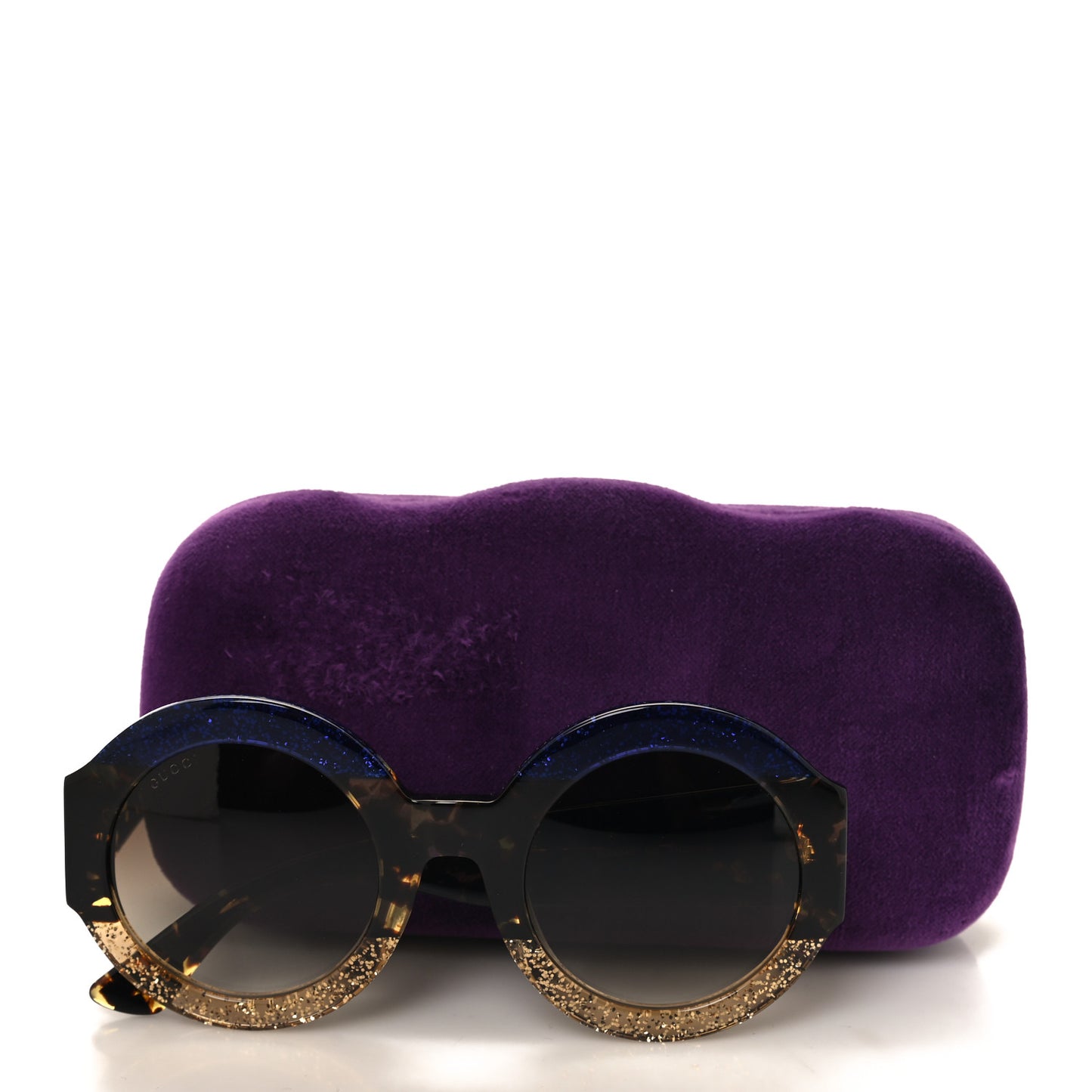 Acetate Round GG0084S Sunglasses Glitter Blue Multi
