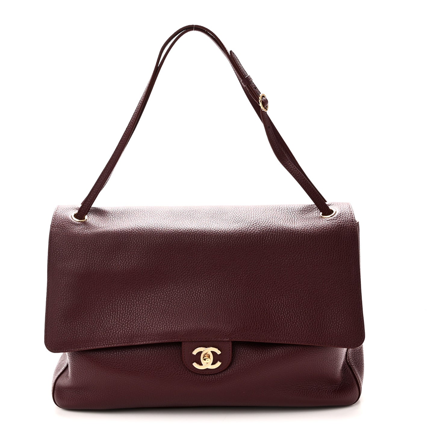 Grained Calfskin Small Souplissimo Maxi Flap Burgundy