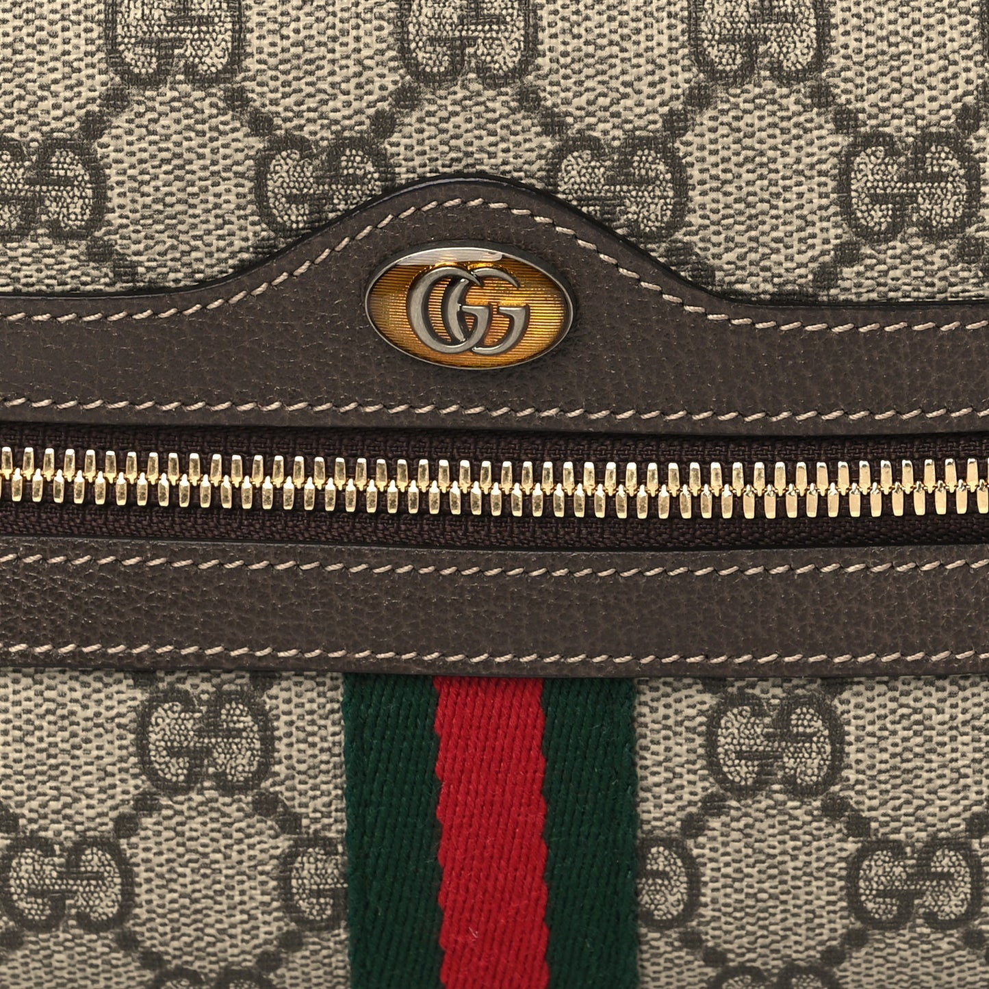 GG Supreme Monogram Web Small Ophidia Belt Bag 75 30 Dark Brown