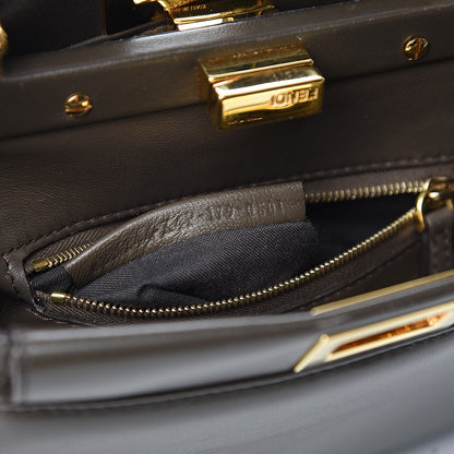Fendi Nappa Mini Peekaboo Iconic Satchel Carbone 8 of 15