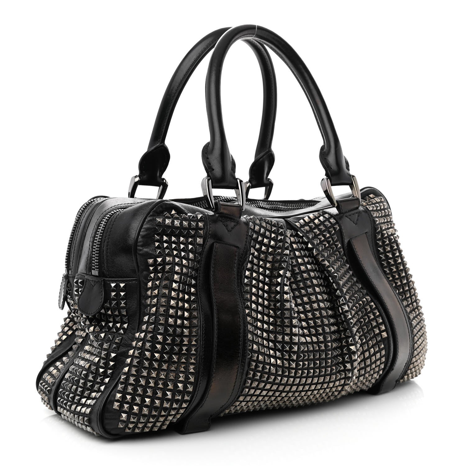 Burberry Prorsum Calfskin Studded Knight Satchel Black 2 of 12