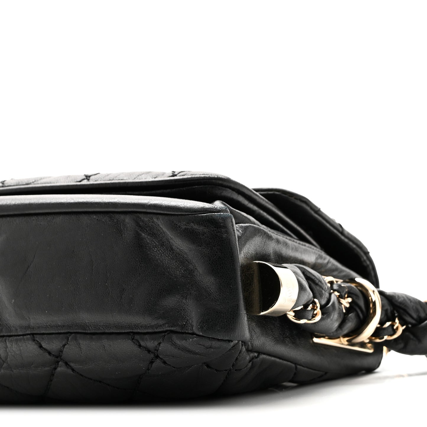 Lambskin Small Lady Braid Flap Black