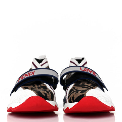 Fendi Stretch Yarn FF Stiff Band Rockoko Sneakers 36 White Tobacco Red 2 of 8