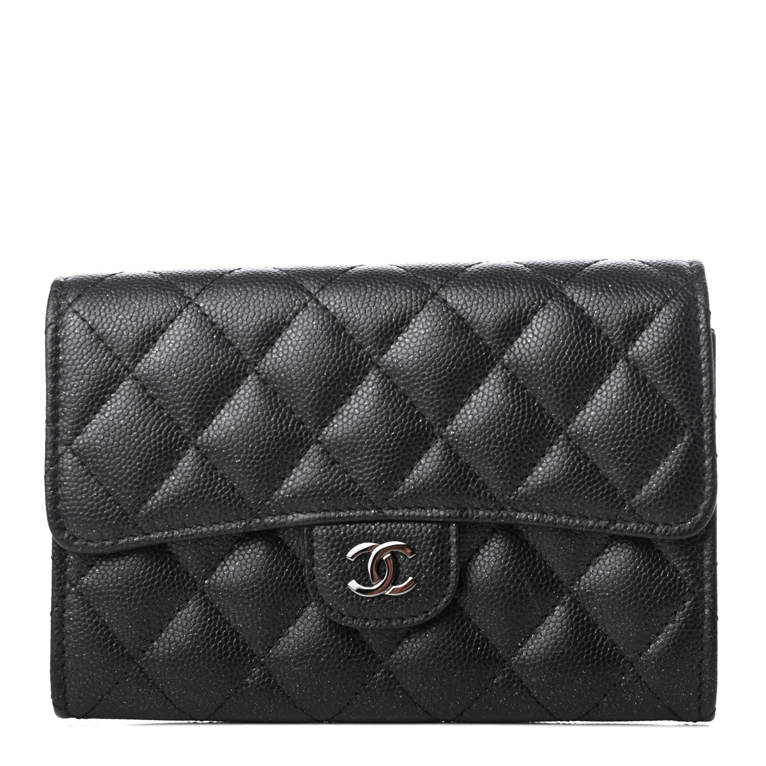 Chanel Iridescent Caviar Quilted Medium Flap Wallet Black 1 of 9