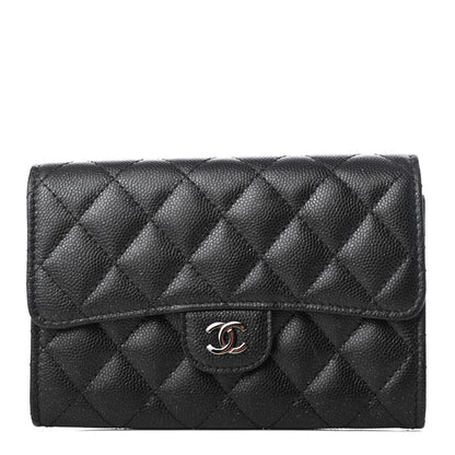 Chanel Iridescent Caviar Quilted Medium Flap Wallet Black 1 of 9