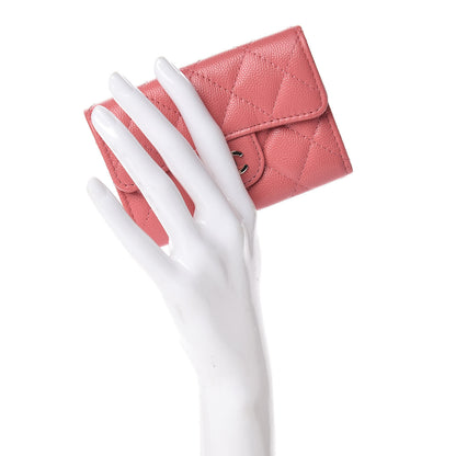 Chanel Caviar Quilted Flap Card Holder Wallet Pink 2 of 9