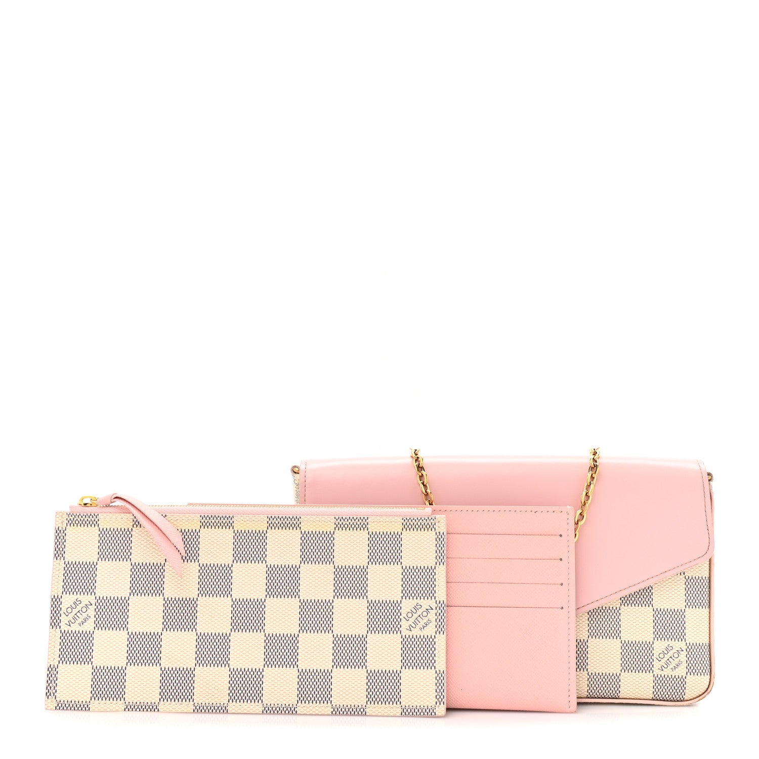 Louis Vuitton Damier Azur Calfskin Pochette Felicie Eau De Rose 3 of 20