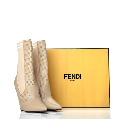 Fendi Nappa Stretch Fabric Perforated Striped Rockoko 105mm Sock Boots 35 Amido 8 of 8