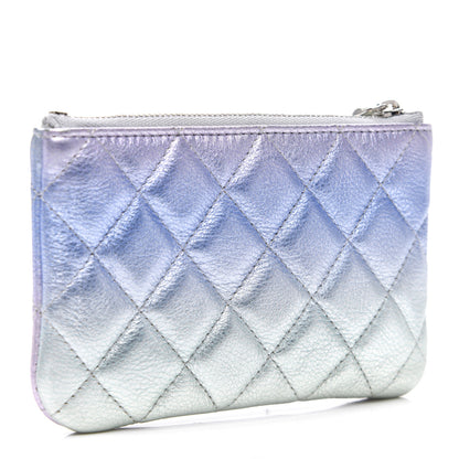 Chanel Gradient Metallic Calfskin Quilted Small Cosmetic Pouch Silver Blue Yellow Purple 3 of 8