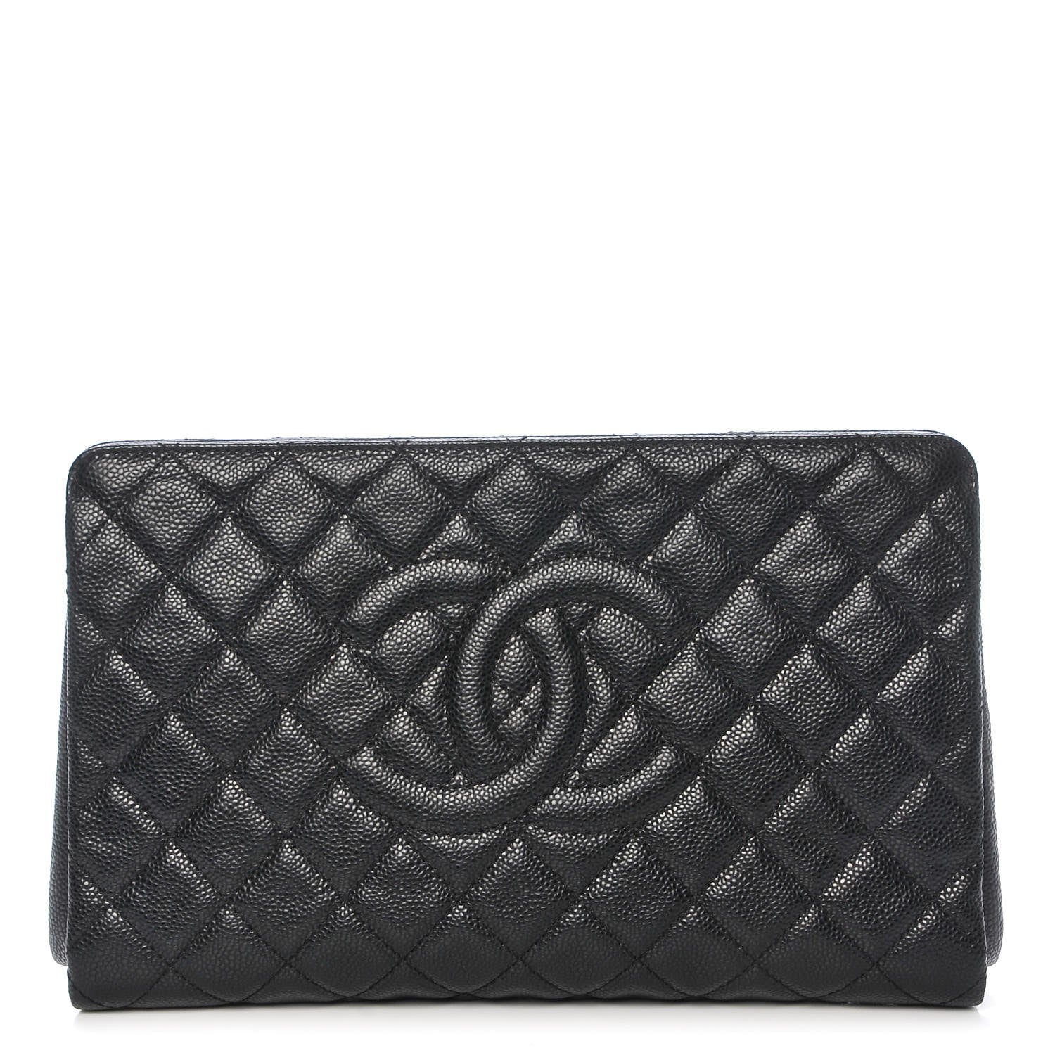 Chanel Caviar Quilted CC Large Clutch Black 1 of 9