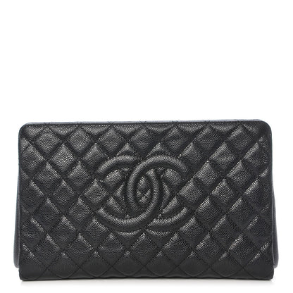 Chanel Caviar Quilted CC Large Clutch Black 1 of 9