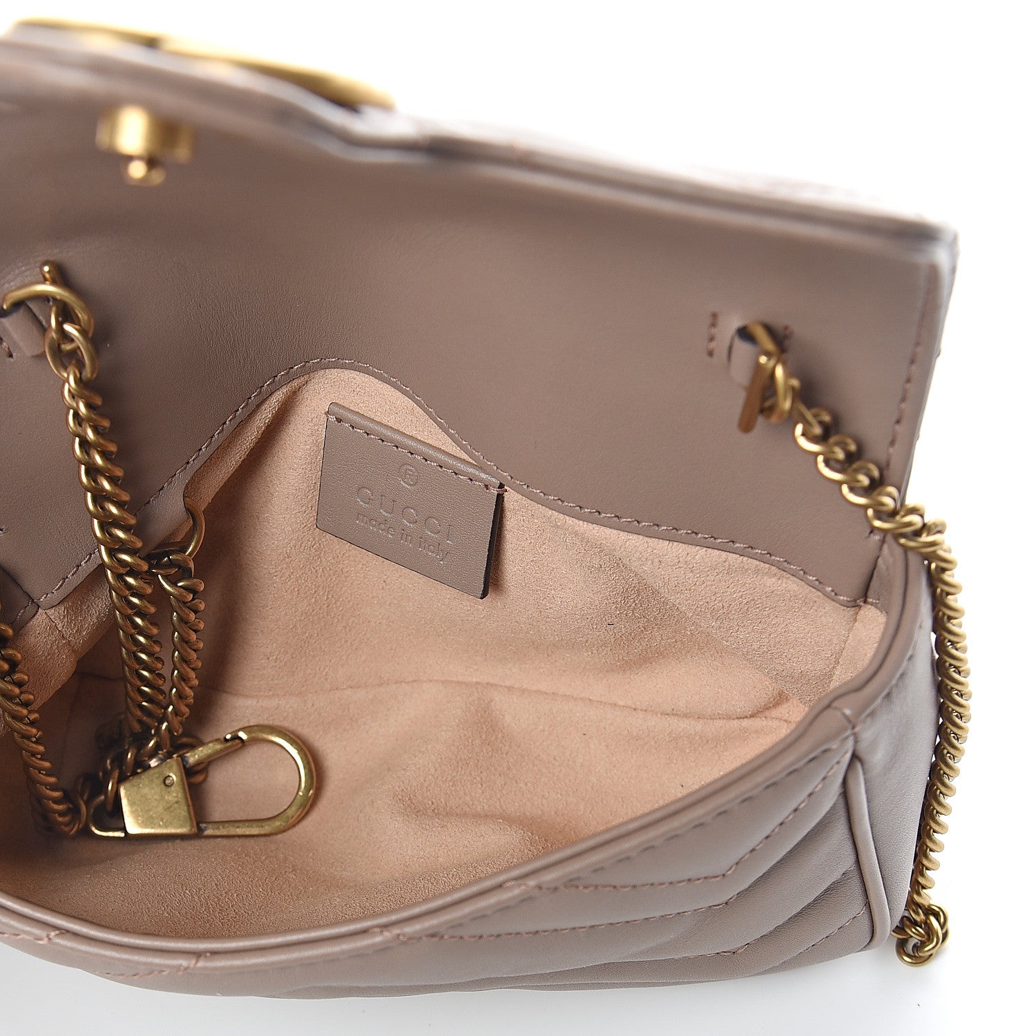 Gucci Calfskin Matelasse Super Mini GG Marmont Shoulder Bag Porcelain Rose 4 of 6