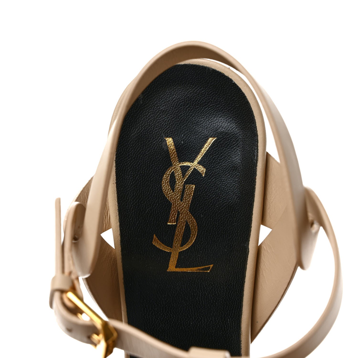 Saint Laurent Calfskin Tribute 105 Platform Sandals 38 38 Nude Powder 7 of 9