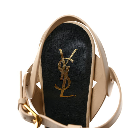 Saint Laurent Calfskin Tribute 105 Platform Sandals 38 38 Nude Powder 7 of 9
