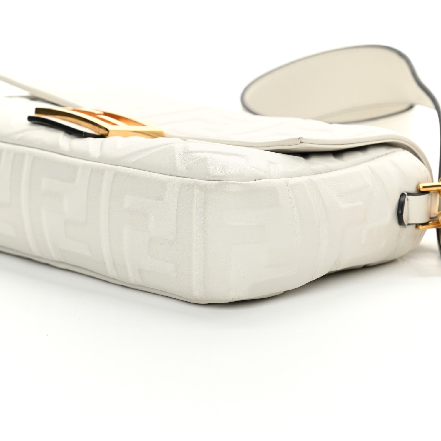 Fendi Nappa FF 1974 Embossed Baguette White 10 of 18