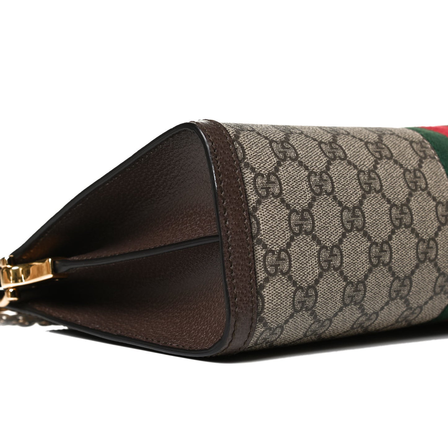 GG Supreme Monogram Web Medium Ophidia Chain Shoulder Bag Brown