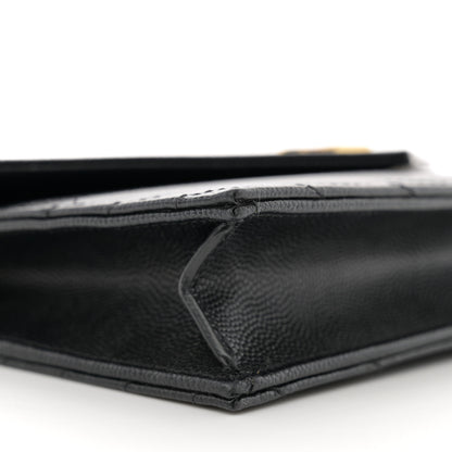 Saint Laurent Grain De Poudre Matelasse Chevron Monogram Envelope Chain Wallet Black 10 of 13