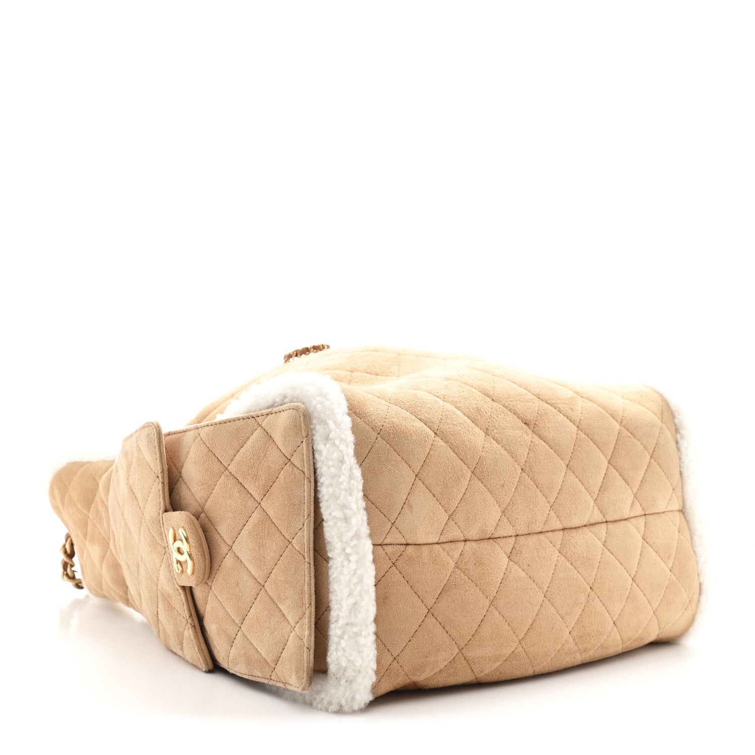 Chanel Suede Shearling Quilted Medium Chanel 25 Handbag Beige Natural 5 of 12