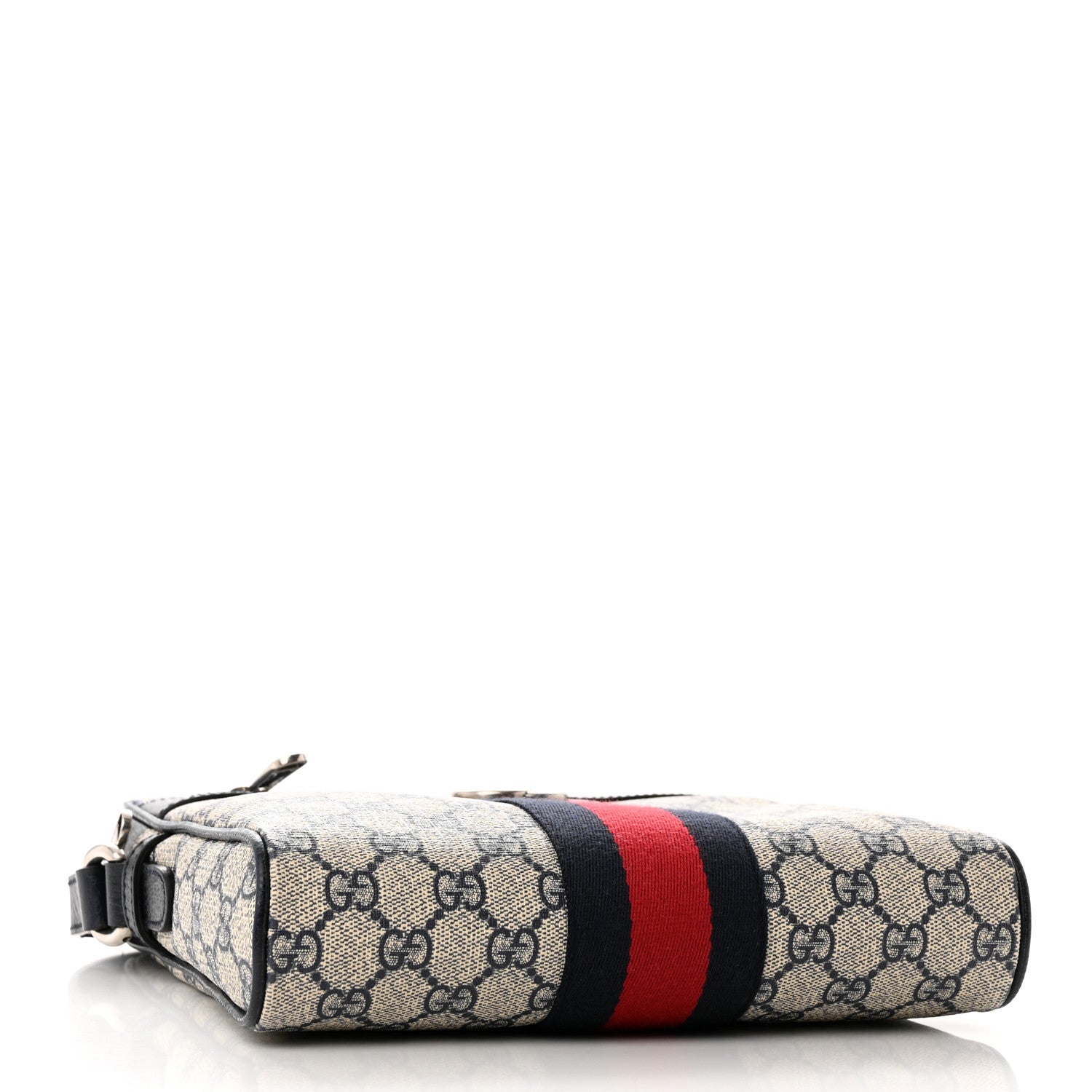 Gucci GG Supreme Monogram Textured Dollar Calfskin Web Small Ophidia Messenger Bag Beige Blue 4 of 11