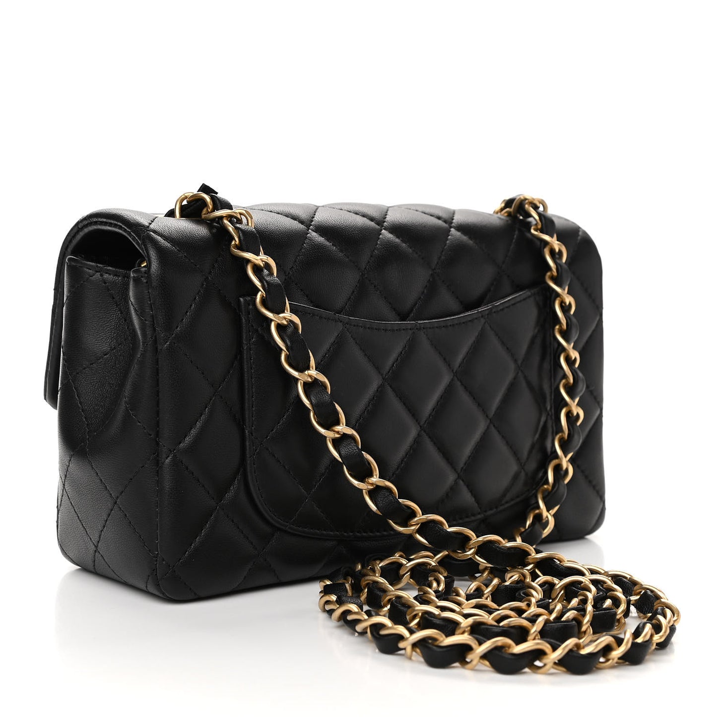 Lambskin Quilted Mini Rectangular Flap Black