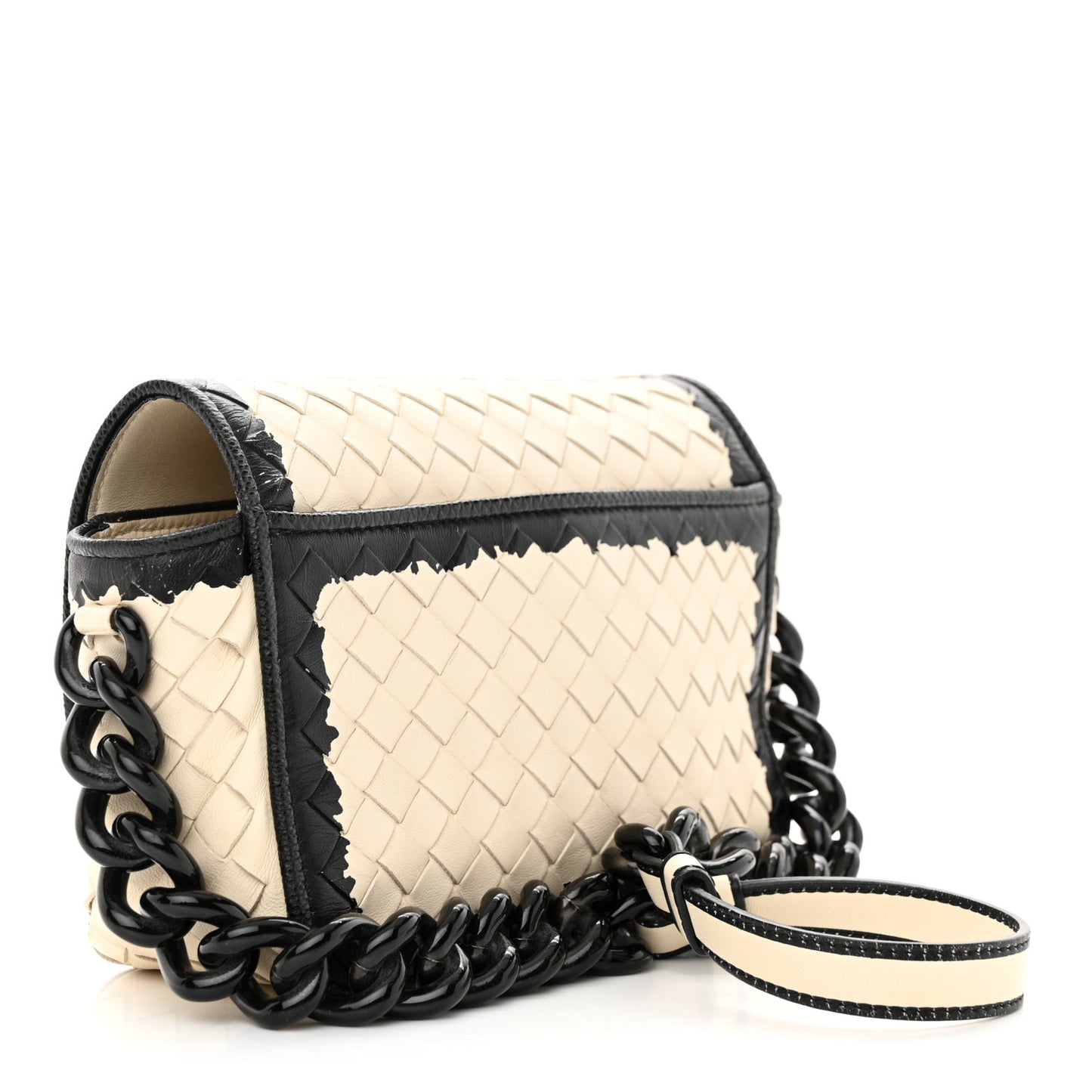 Nappa Karung Intrecciato Glass Pearl Shoulder Bag White Black