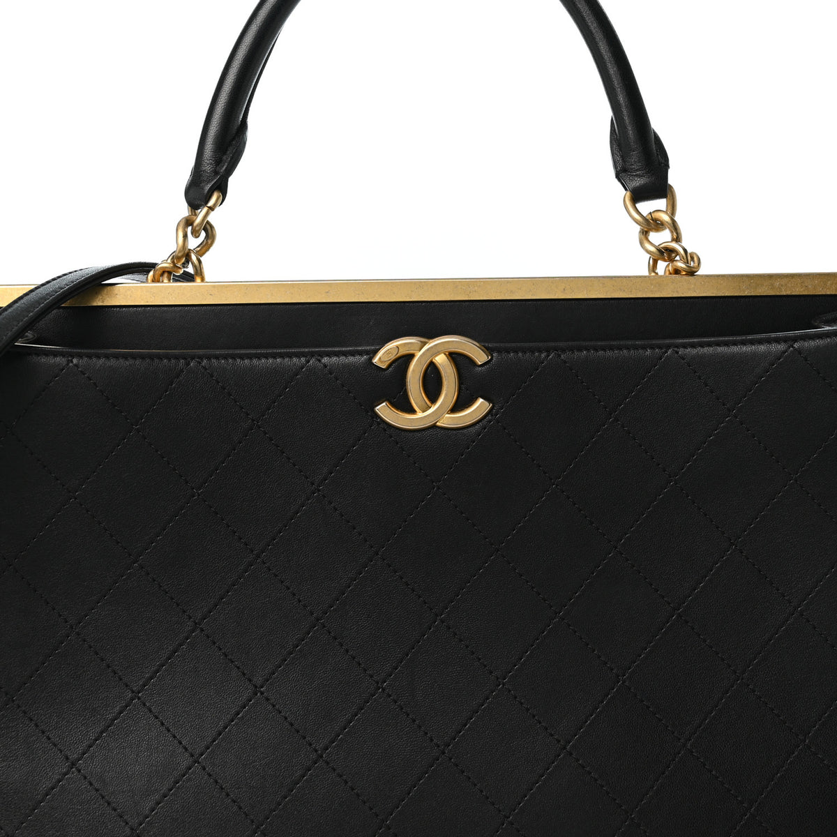 Chanel Lambskin Stitched Large Coco Lux Shopping Tote Black 9 of 12