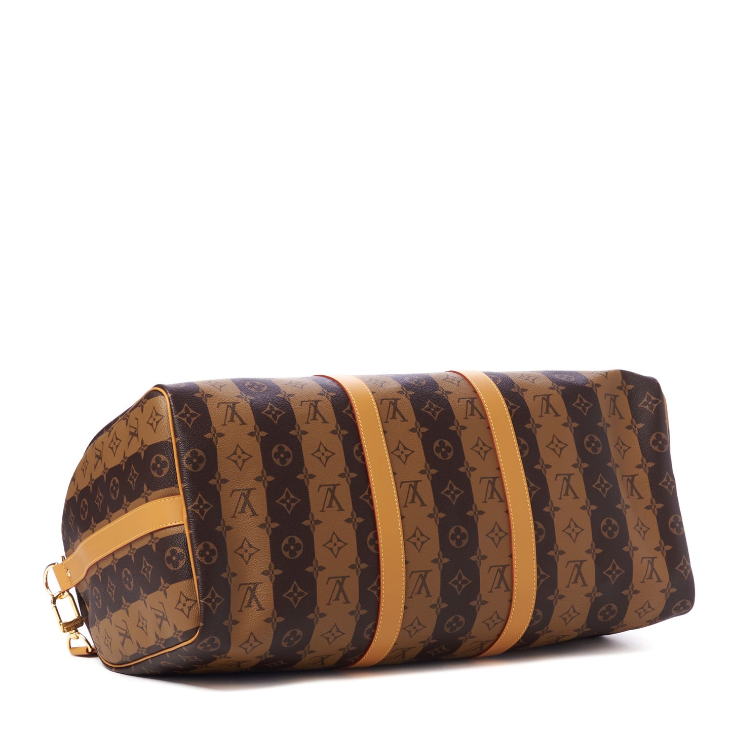 X NIGO Reverse Monogram Stripe Keepall Bandouliere 50 Brown