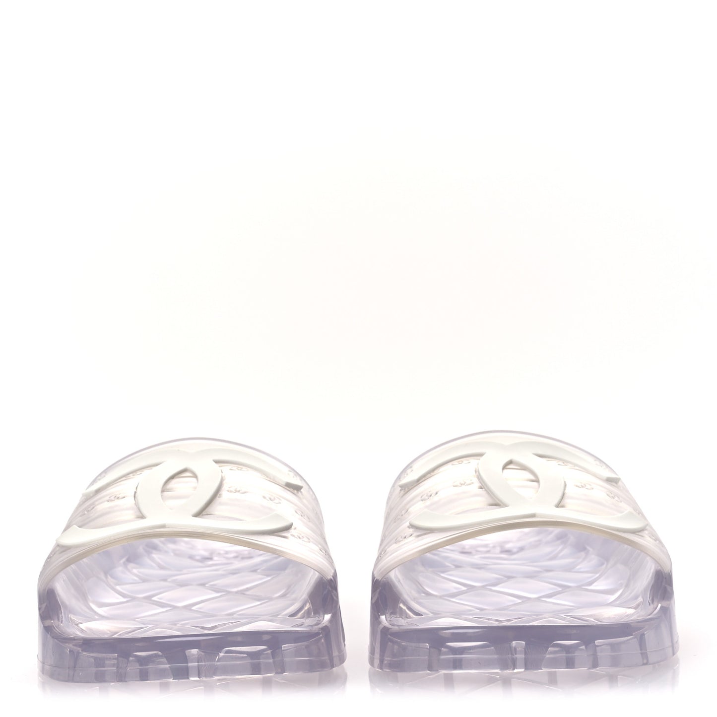 PVC Transparent CC Flat Slide Sandals 38 White