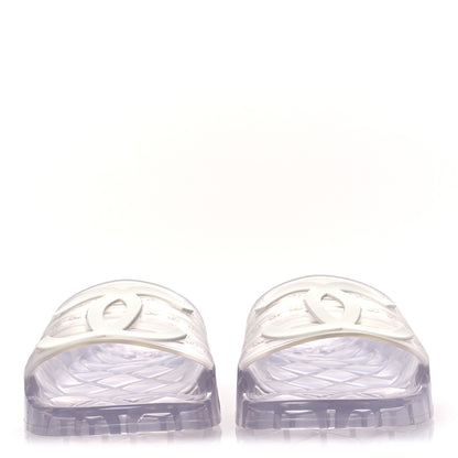 Chanel PVC Transparent CC Flat Slide Sandals 38 White 3 of 11