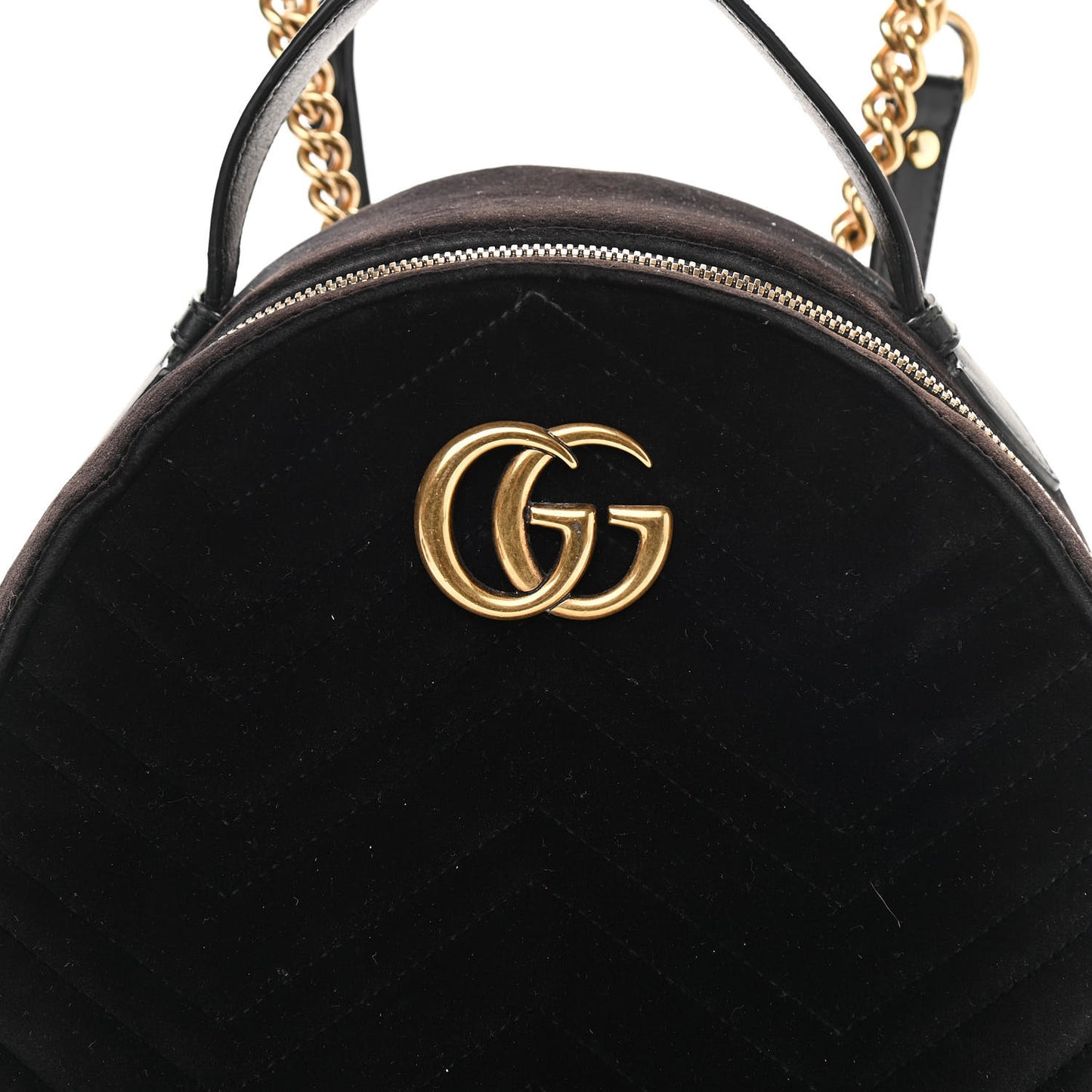 Velvet Matelasse GG Marmont Dome Backpack Black