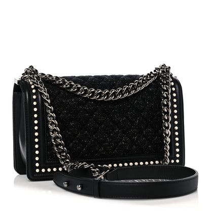 Chanel Calfskin Pearl Tweed Medium Boy Flap Black 3 of 12