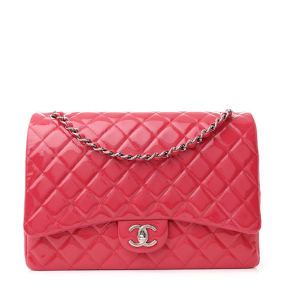 Chanel Patent Maxi Quilted Double Flap Dark Pink 1 of 11