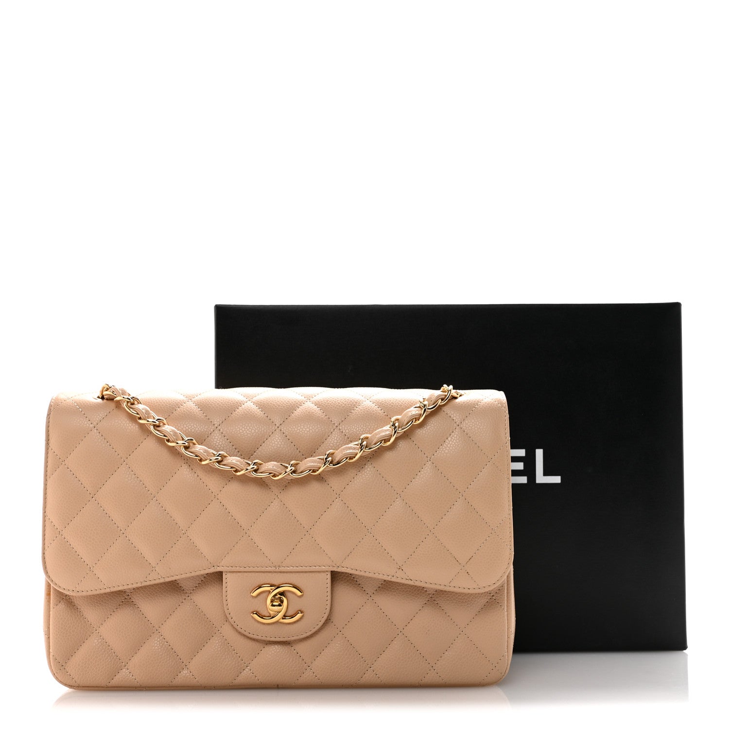 Chanel Caviar Quilted Jumbo Double Flap Beige Clair 12 of 12