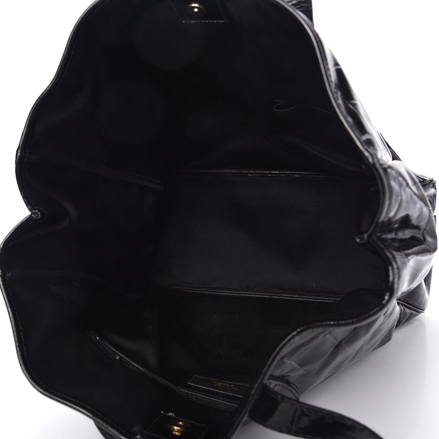 Patent Crocodile Embossed Raspail Tote Black