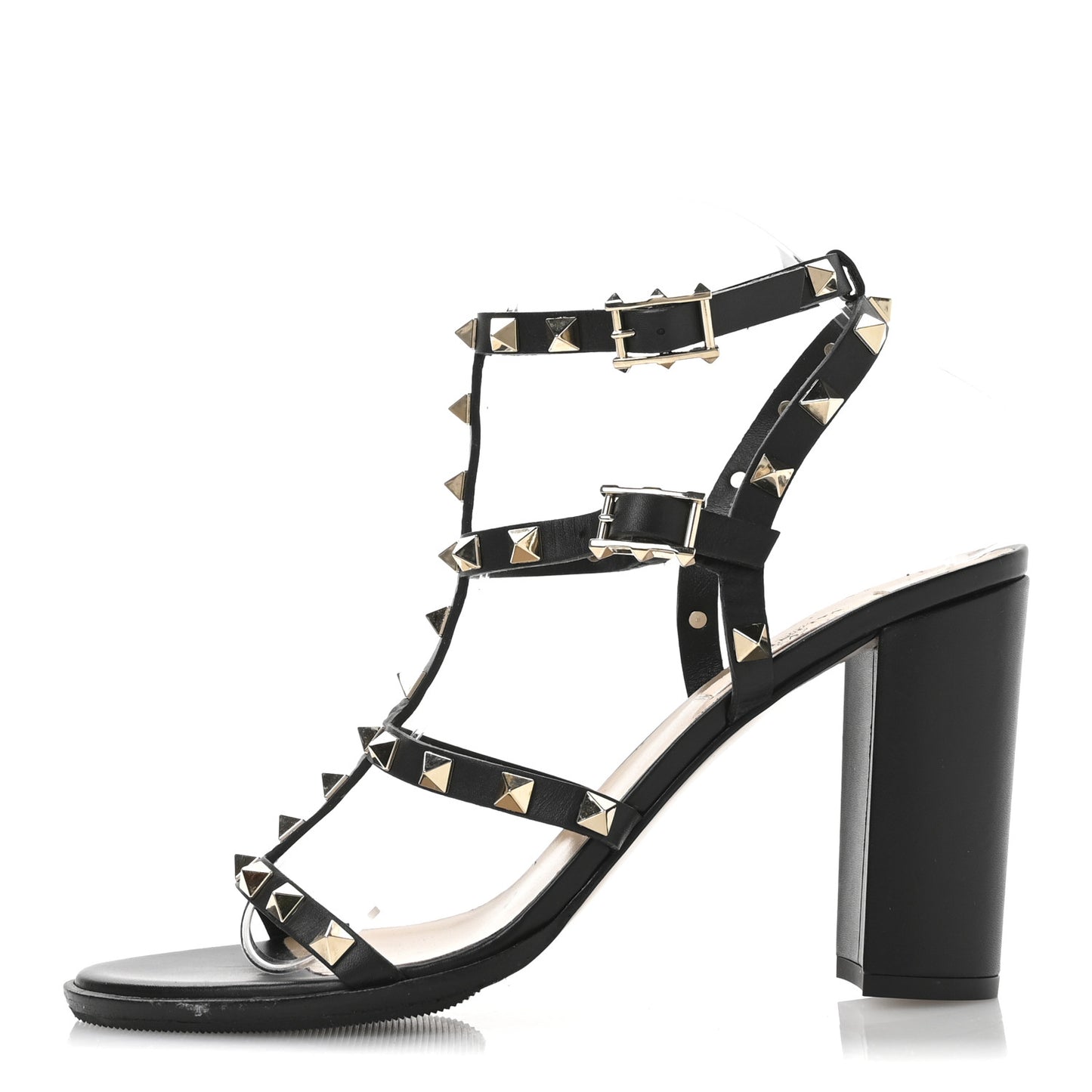 Calfskin Rockstud 60mm City Sandals 39 Black