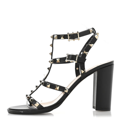 Valentino Garavani Calfskin Rockstud 60mm City Sandals 39 Black 1 of 8