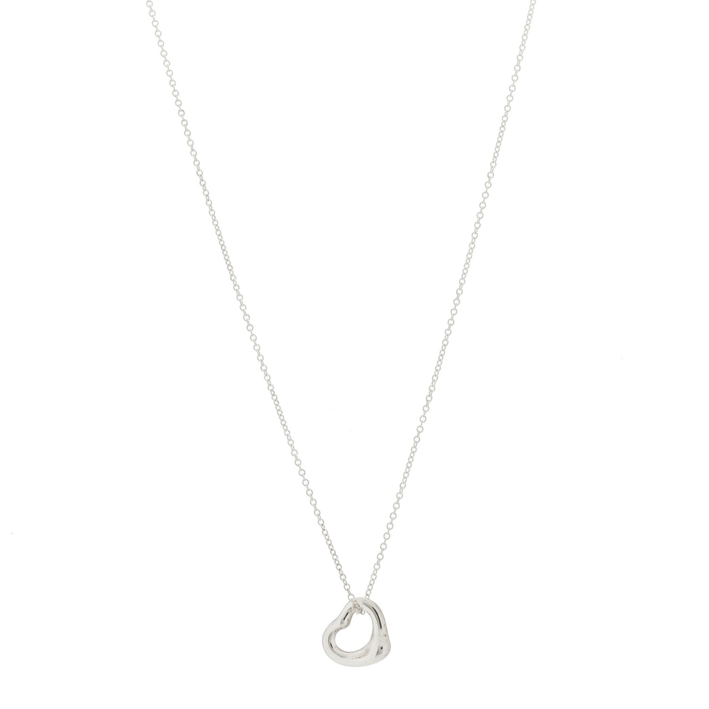 Sterling Silver 9mm Elsa Peretti Open Heart Pendant Necklace