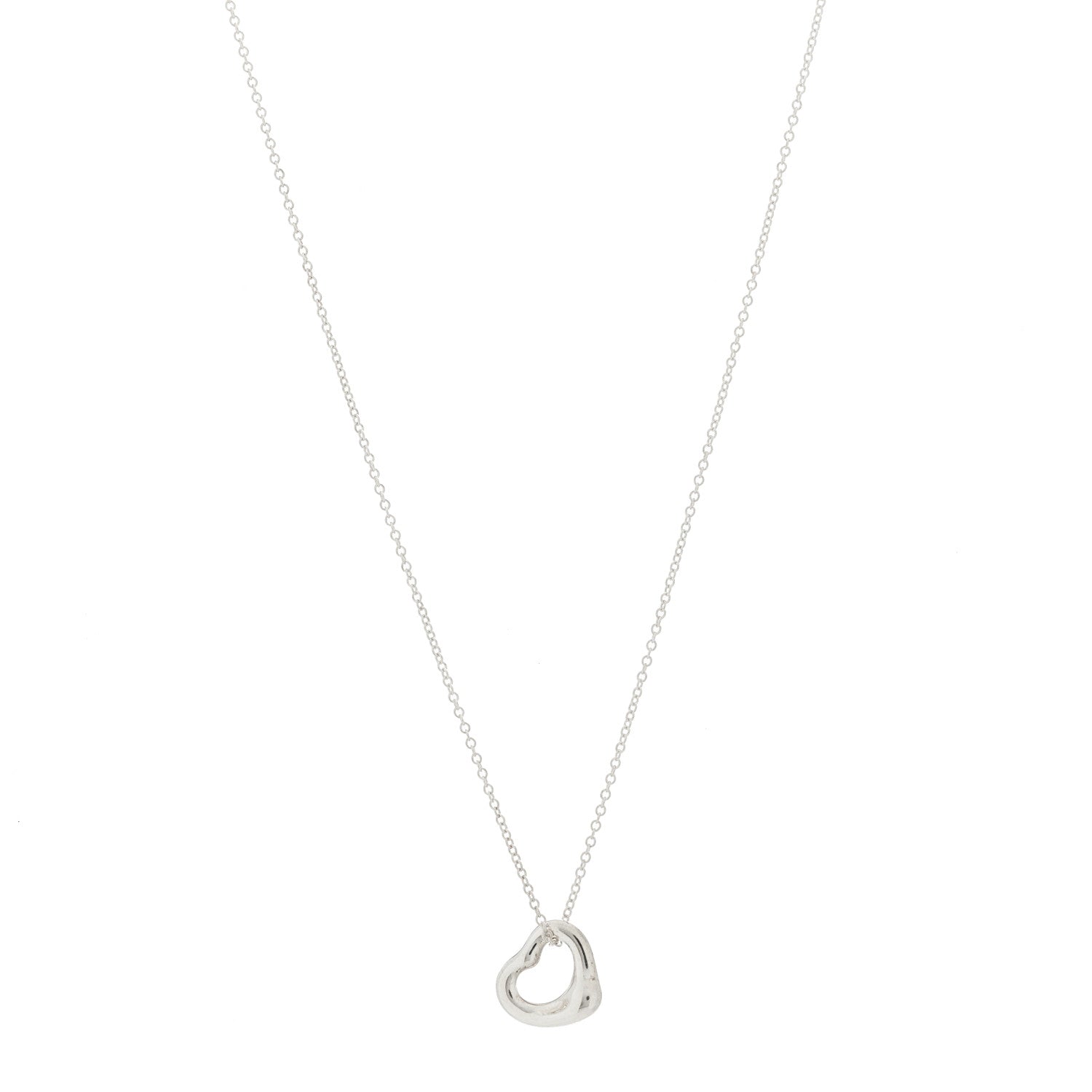 Tiffany Sterling Silver 9mm Elsa Peretti Open Heart Pendant Necklace 1 of 7