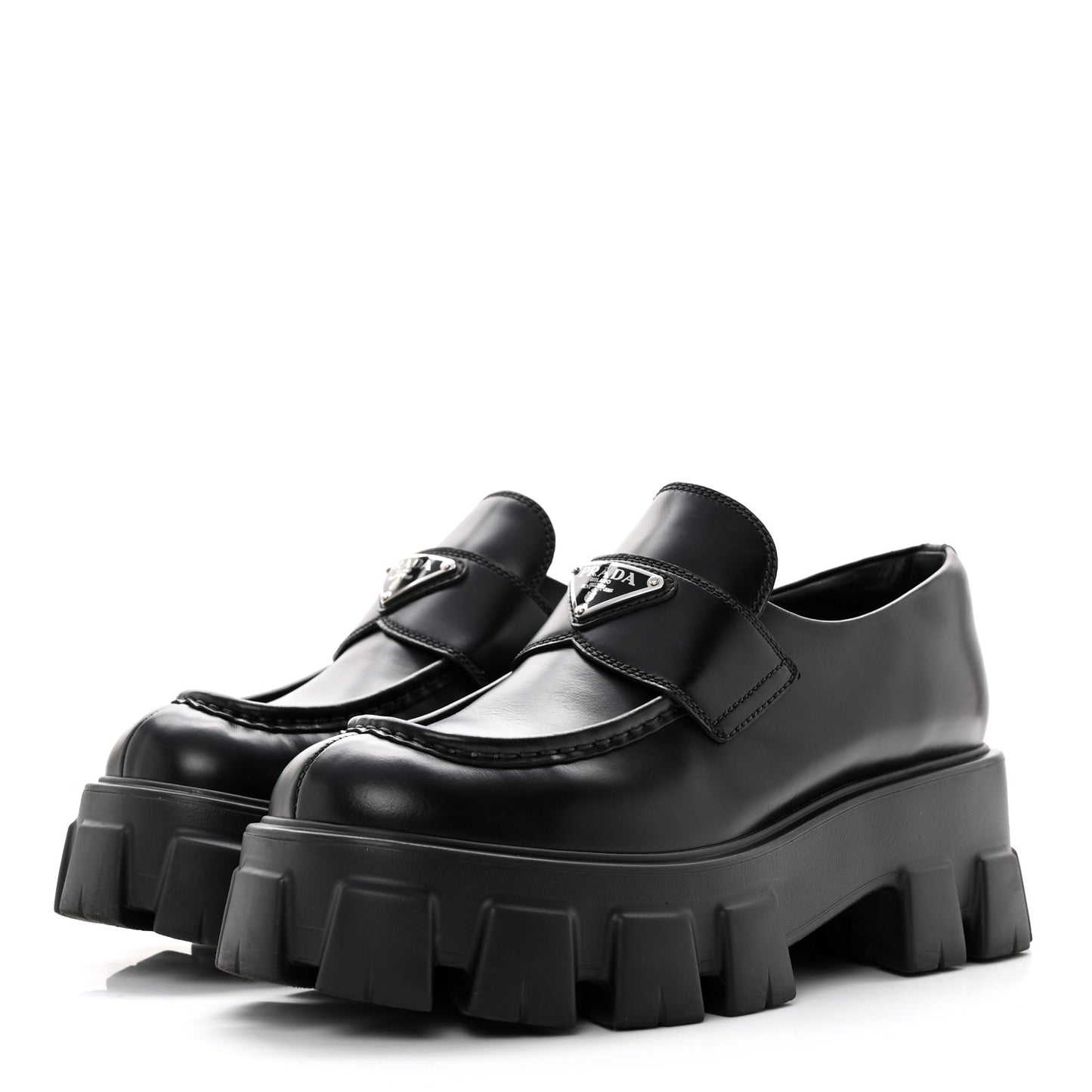 Spazzolato Rois Metal Triangle Logo Monolith 55mm Loafers 39 Black