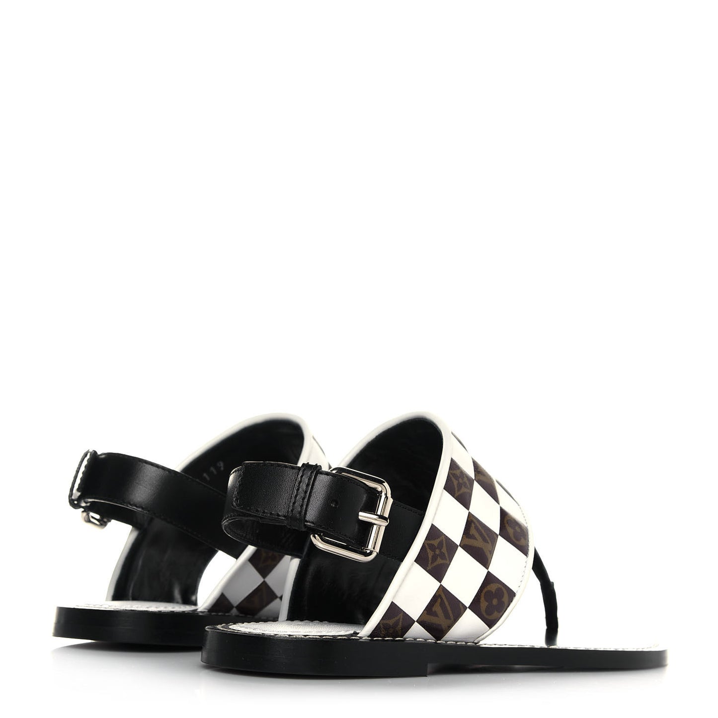 Monogram Calfskin Matchmake Flat Thong Sandals 36 Black