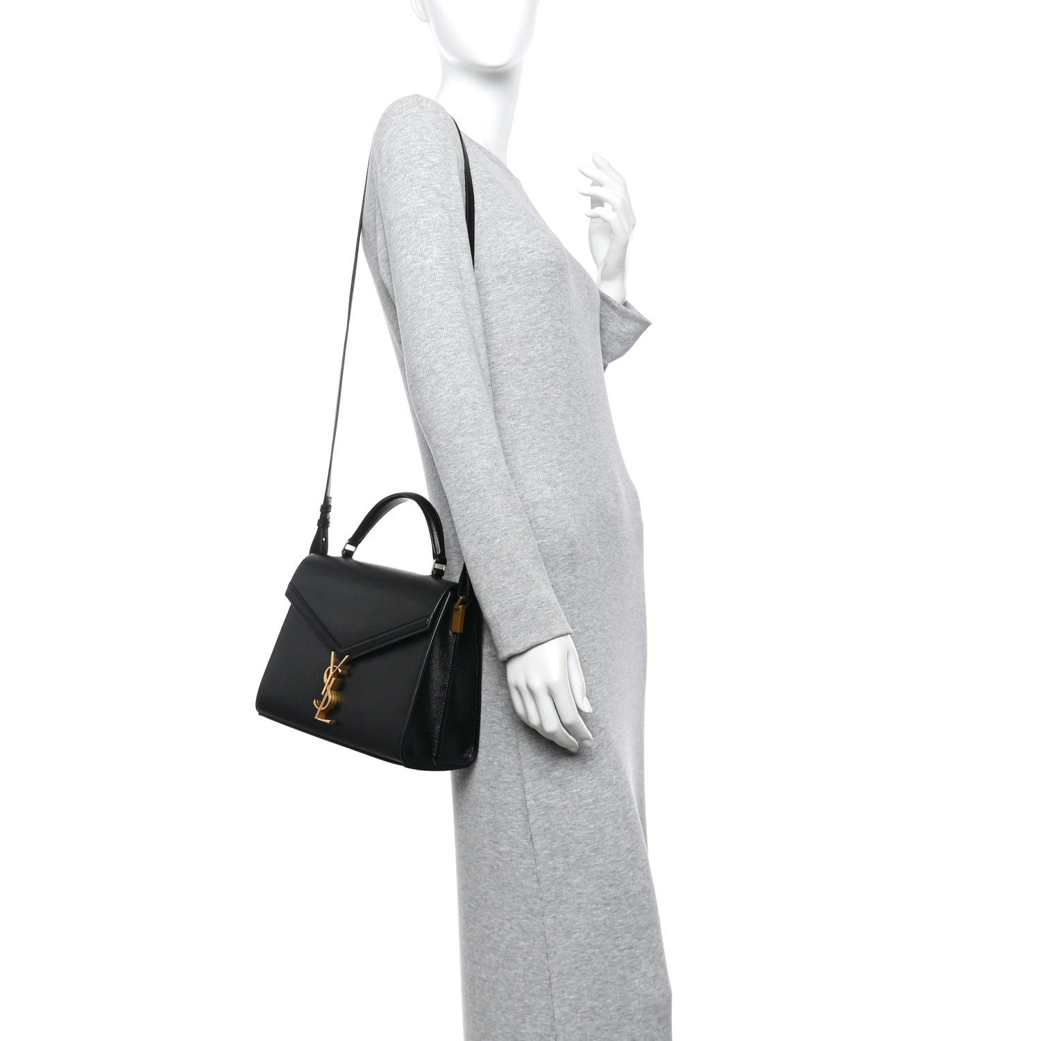 Saint Laurent Grain de Poudre Medium Classic Monogram Cassandra Top Handle Black 2 of 12